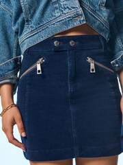 Blue Velvet Mini Biker Skirt - Image 4 of 12