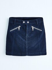Blue Velvet Mini Biker Skirt - Image 8 of 12