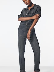 Washed Grey Denim Boilersuit - Image 1 of 10