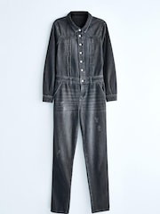 Washed Grey Denim Boilersuit - Image 4 of 10