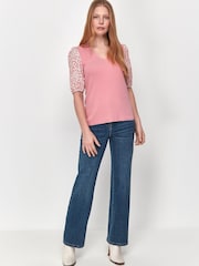 M&Co Pink Animal Print Chiffon Sleeve Top - Image 2 of 7