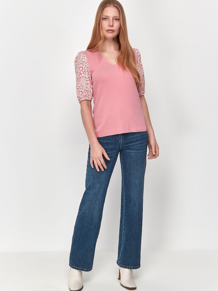 M&Co Pink Animal Print Chiffon Sleeve Top - Image 2 of 7