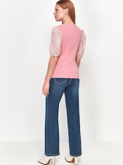 M&Co Pink Animal Print Chiffon Sleeve Top - Image 6 of 7