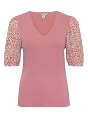 M&Co Pink Animal Print Chiffon Sleeve Top - Image 7 of 7