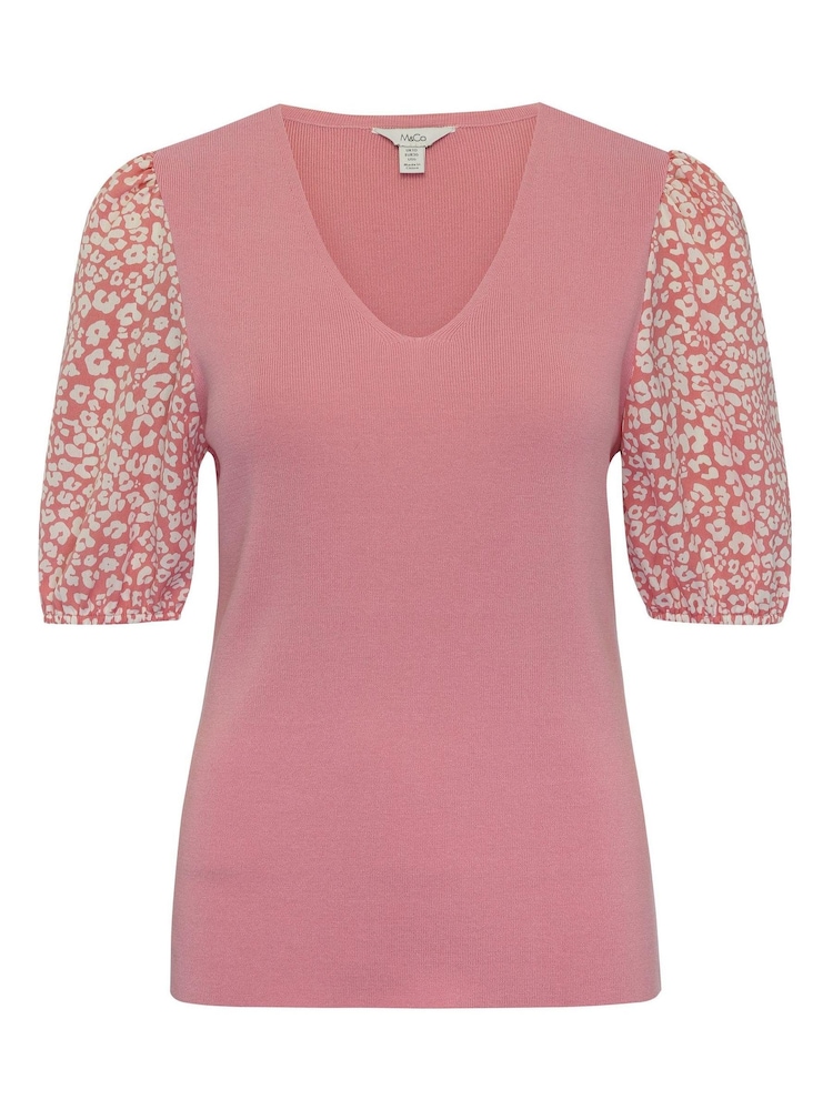 M&Co Pink Animal Print Chiffon Sleeve Top - Image 7 of 7