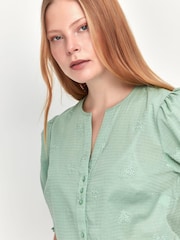M&Co Green Floral Embroidered Blouse - Image 4 of 4