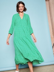 M&Co Green Spot Tiered Dress - Image 1 of 5