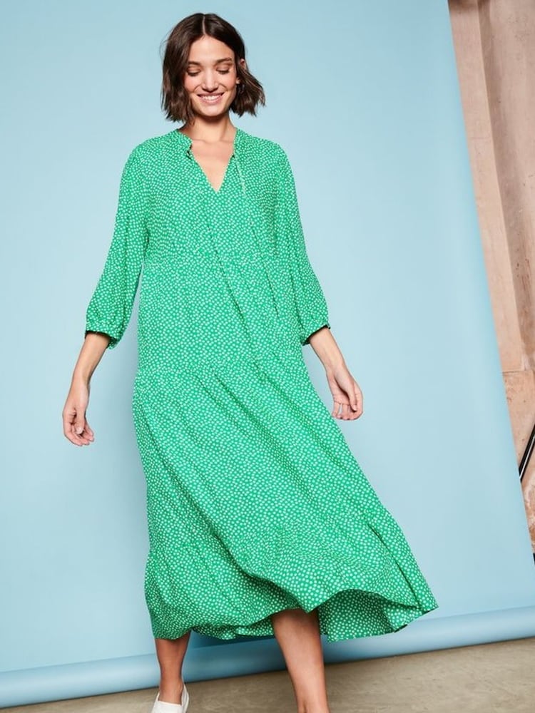 M&Co Green Spot Tiered Dress - Image 1 of 5
