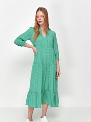 M&Co Green Spot Tiered Dress - Image 2 of 5