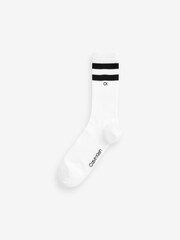 Calvin Klein White Mens Striped 100% Cotton Socks 2 Pack - Image 2 of 3