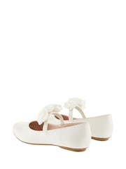 Monsoon White Brown Shimmer Corsage Ballerina Flats - Image 3 of 3