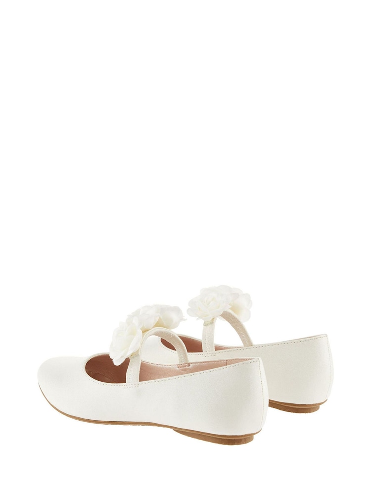 Monsoon White Brown Shimmer Corsage Ballerina Flats - Image 3 of 3