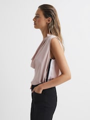 Reiss Nude Ameliee Cowl Front Sleeveless Blouse - Image 1 of 7