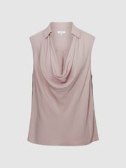 Reiss Nude Ameliee Cowl Front Sleeveless Blouse - Image 2 of 7