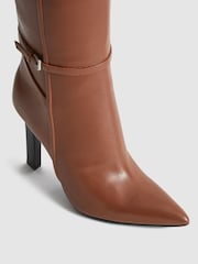 Reiss Tan Caitlin Leather Knee High Boots - Image 4 of 9