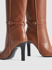 Reiss Tan Caitlin Leather Knee High Boots - Image 5 of 9