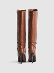 Reiss Tan Caitlin Leather Knee High Boots - Image 6 of 9