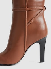 Reiss Tan Caitlin Leather Knee High Boots - Image 8 of 9