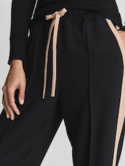 Reiss Black Frazer Taper Tapered Side Stripe Trousers - Image 6 of 6