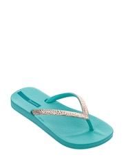 Ipanema Blue Metallic Strap Flip Flops - Image 1 of 1