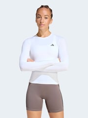 adidas White PrimeLift Essentials Contour Long Sleeve Top - Image 1 of 7