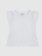 Reiss White Jude Jr Ruffle Shoulder T-shirt - Image 2 of 6