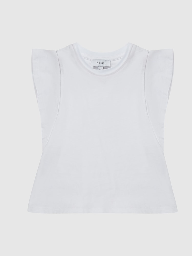 Reiss White Jude Jr Ruffle Shoulder T-shirt - Image 2 of 6