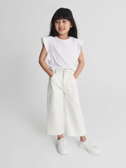 Reiss White Jude Jr Ruffle Shoulder T-shirt - Image 3 of 6