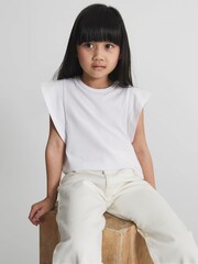 Reiss White Jude Jr Ruffle Shoulder T-shirt - Image 4 of 6