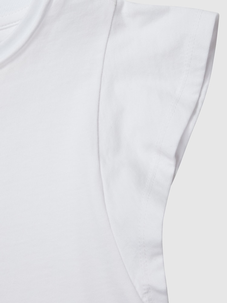 Reiss White Jude Jr Ruffle Shoulder T-shirt - Image 6 of 6