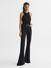 Reiss Black Mirabel Ribbed Jersey Racer Tank Top - Image 3 of 6
