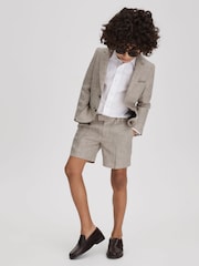 Reiss Oatmeal Auto 3-9 yrs Single Breasted Textured Linen Blazer - Image 1 of 4