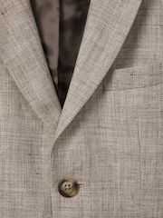 Reiss Oatmeal Auto 3-9 yrs Single Breasted Textured Linen Blazer - Image 4 of 4