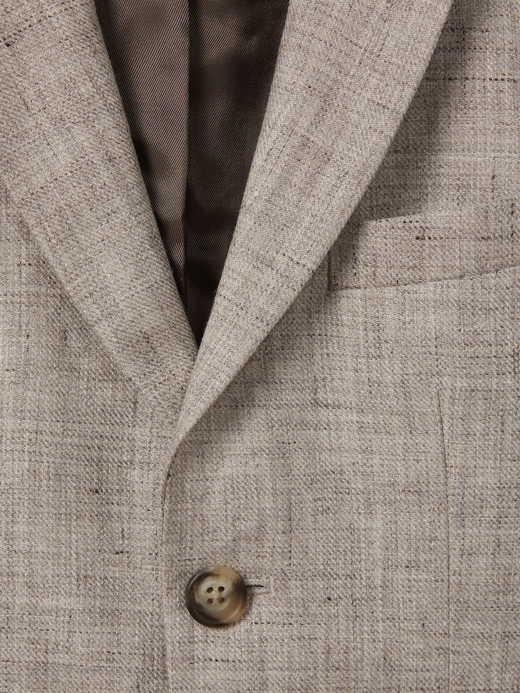 Reiss Oatmeal Auto 3-9 yrs Single Breasted Textured Linen Blazer - Image 4 of 4