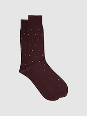 Reiss Bordeaux Mario Spot Polka Dot Socks - Image 1 of 4