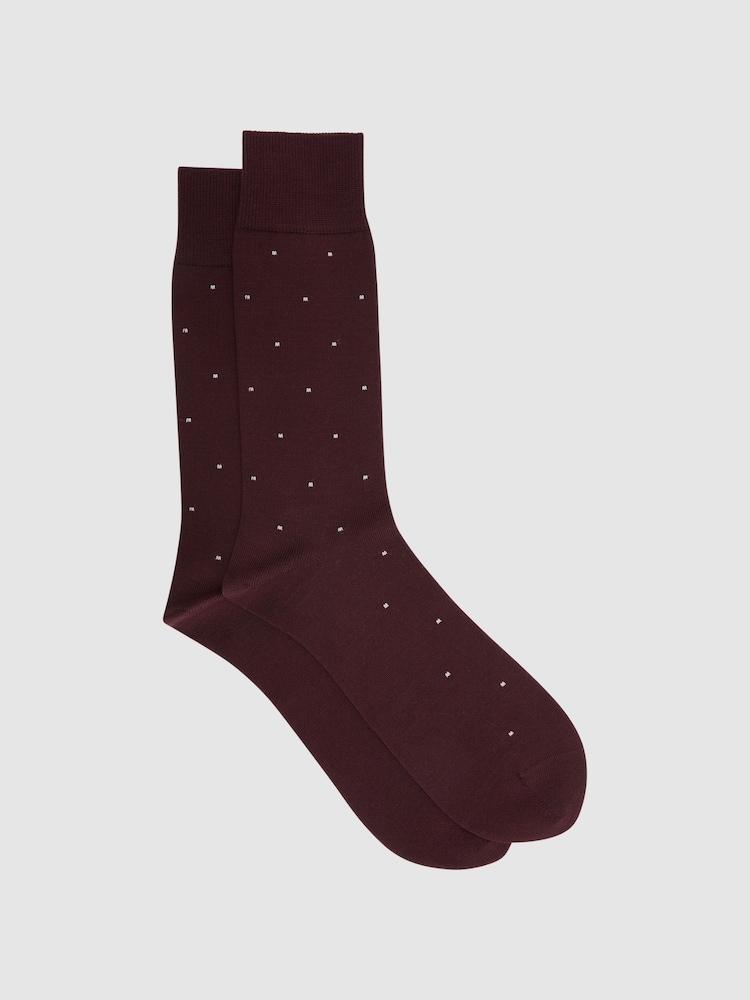 Reiss Bordeaux Mario Spot Polka Dot Socks - Image 1 of 4