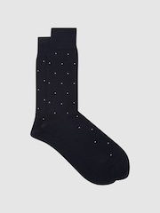 Reiss Navy Mario Spot Polka Dot Socks - Image 1 of 4