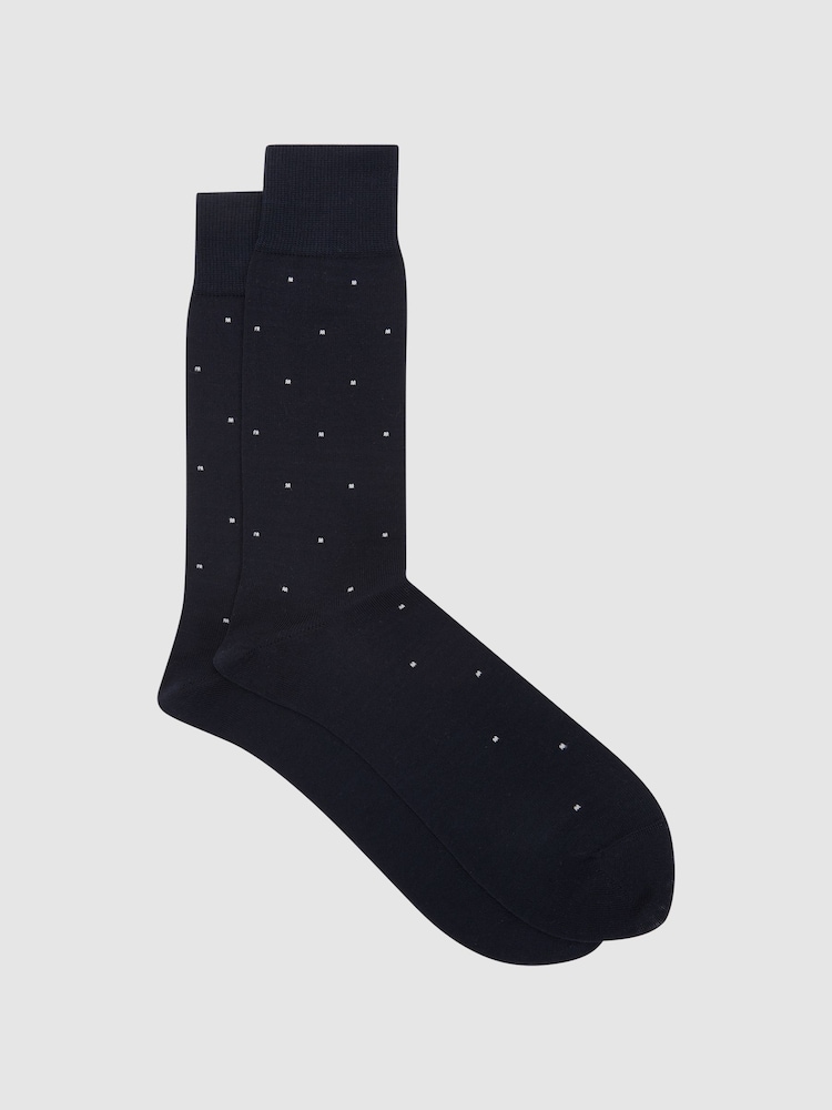 Reiss Navy Mario Spot Polka Dot Socks - Image 1 of 4
