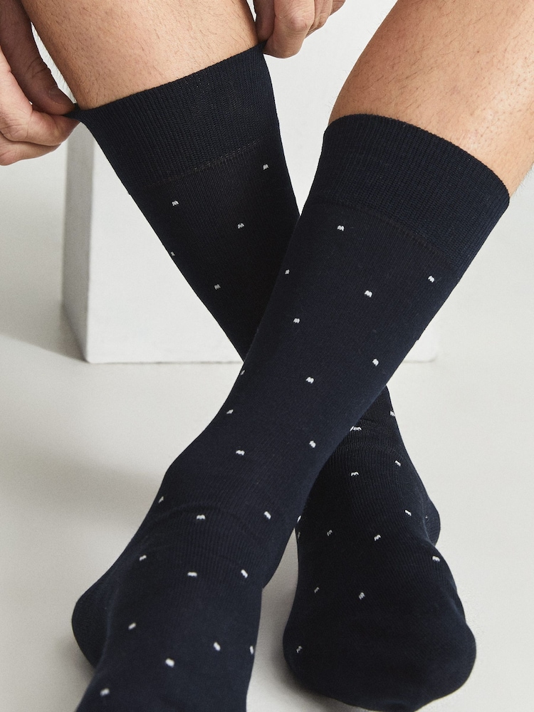 Reiss Navy Mario Spot Polka Dot Socks - Image 2 of 4