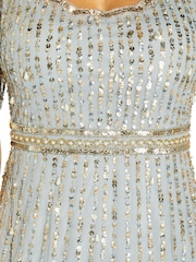 Adrianna Papell Blue Beaded Scallop Sheath Dress - Image 6 of 6