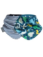 Cheeky Chompers Dino & Stripes Dribble 100% Cotton Baby Bibs 2 Pack - Image 1 of 7