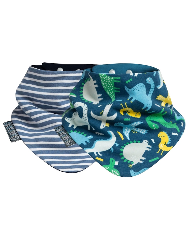 Cheeky Chompers Dino & Stripes Dribble 100% Cotton Baby Bibs 2 Pack - Image 1 of 7