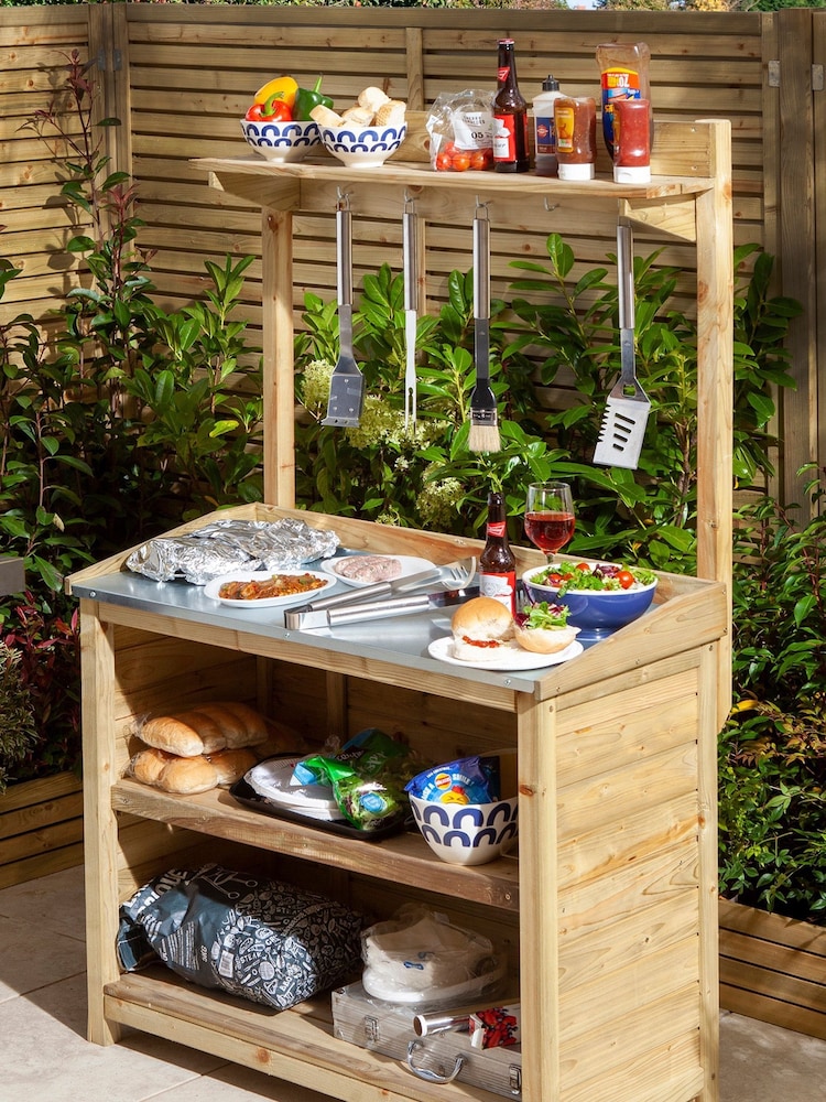 Rowlinson Brown Outdoor Multi Functional Wooden BBQ Servery - Image 1 of 4
