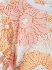 Reiss Orange Print Jude Jr Ruffle Shoulder T-Shirt - Image 5 of 5