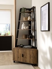 Dark Bronx Oak Effect Large Corner Ladder Shelf - Image 1 of 6