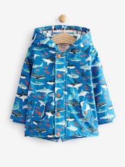 Голубой с рисунком акулы - FatFace Baby Shark Rain Mac - Изображение 1 из 8
