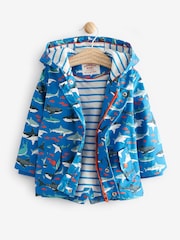 Голубой с рисунком акулы - FatFace Baby Shark Rain Mac - Изображение 2 из 8