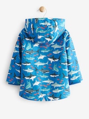 Голубой с рисунком акулы - FatFace Baby Shark Rain Mac - Изображение 3 из 8
