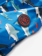 Голубой с рисунком акулы - FatFace Baby Shark Rain Mac - Изображение 6 из 8
