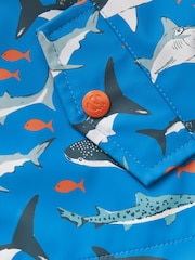 Голубой с рисунком акулы - FatFace Baby Shark Rain Mac - Изображение 7 из 8